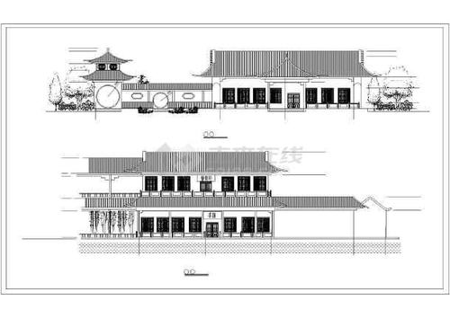古代建筑風(fēng)格會所茶室cad施工設(shè)計圖圖片1