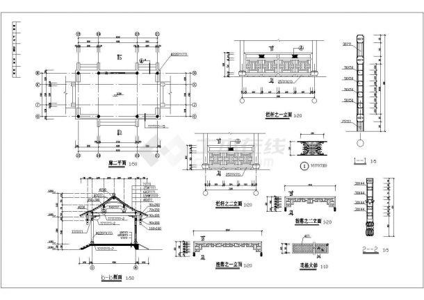 某地園林古建長廊及轉(zhuǎn)角涼亭,木結(jié)構(gòu)詳細施工圖_園林建筑_土木在線